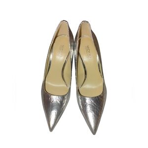 Michael Kors Silver Heels with Pointed Toe and Metallic Finish, Size 5M No Box